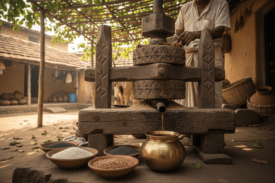 🌿 The Ancestral Wisdom Behind Wood Pressed Oils: A Tradition Revived - Brahmi Naturals