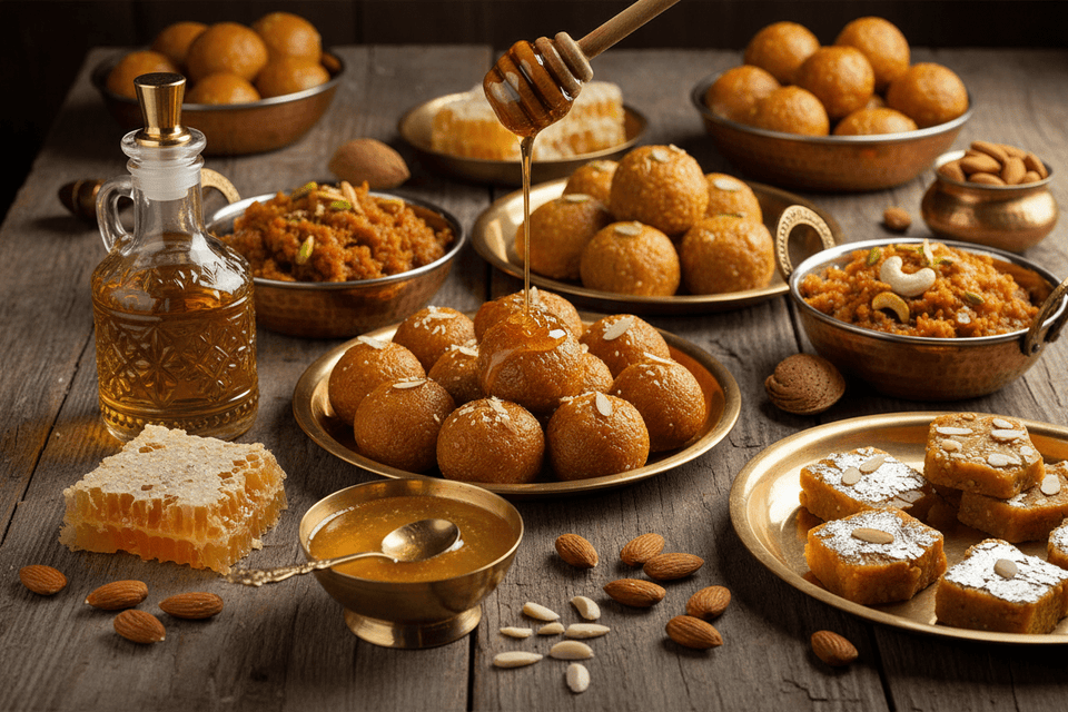 🍯 Wholesome Sweet Treats — Desi Ghee, Badam Oil & Raw Honey Desserts