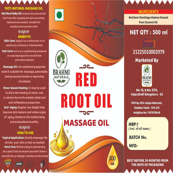 Red Root Oil - 500 ml - Brahmi Naturals
